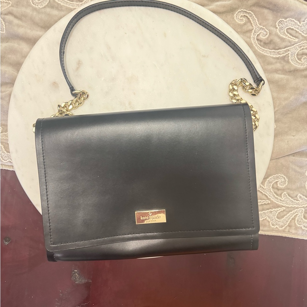 Kate Spade Black Shoulder Bag with Gold Chain